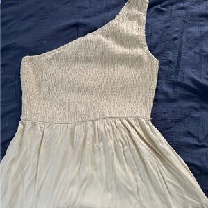 Cream colored one shoulder maxi. Size large